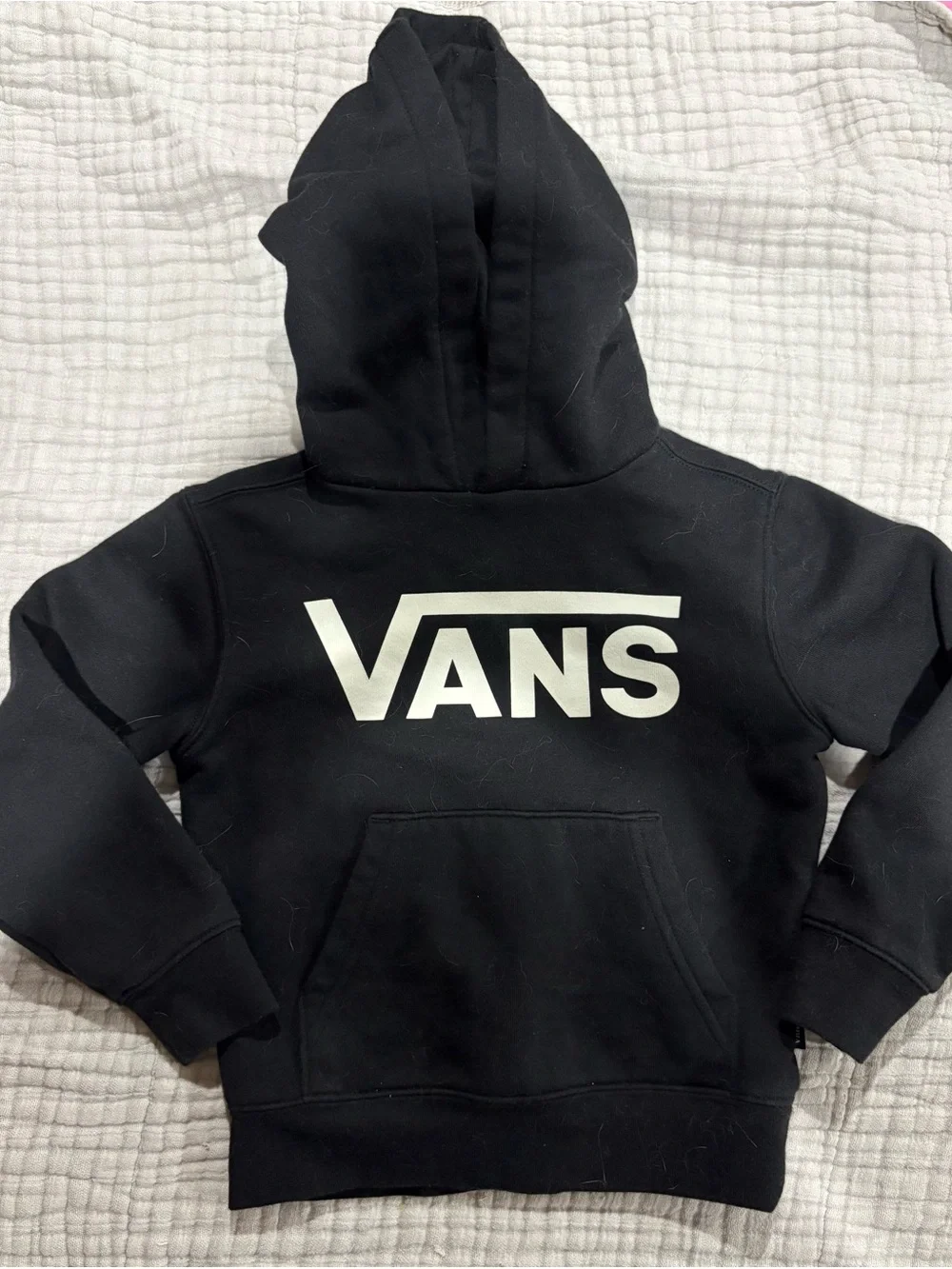 Vans Black Hoodie with White Logo Youth Pullover